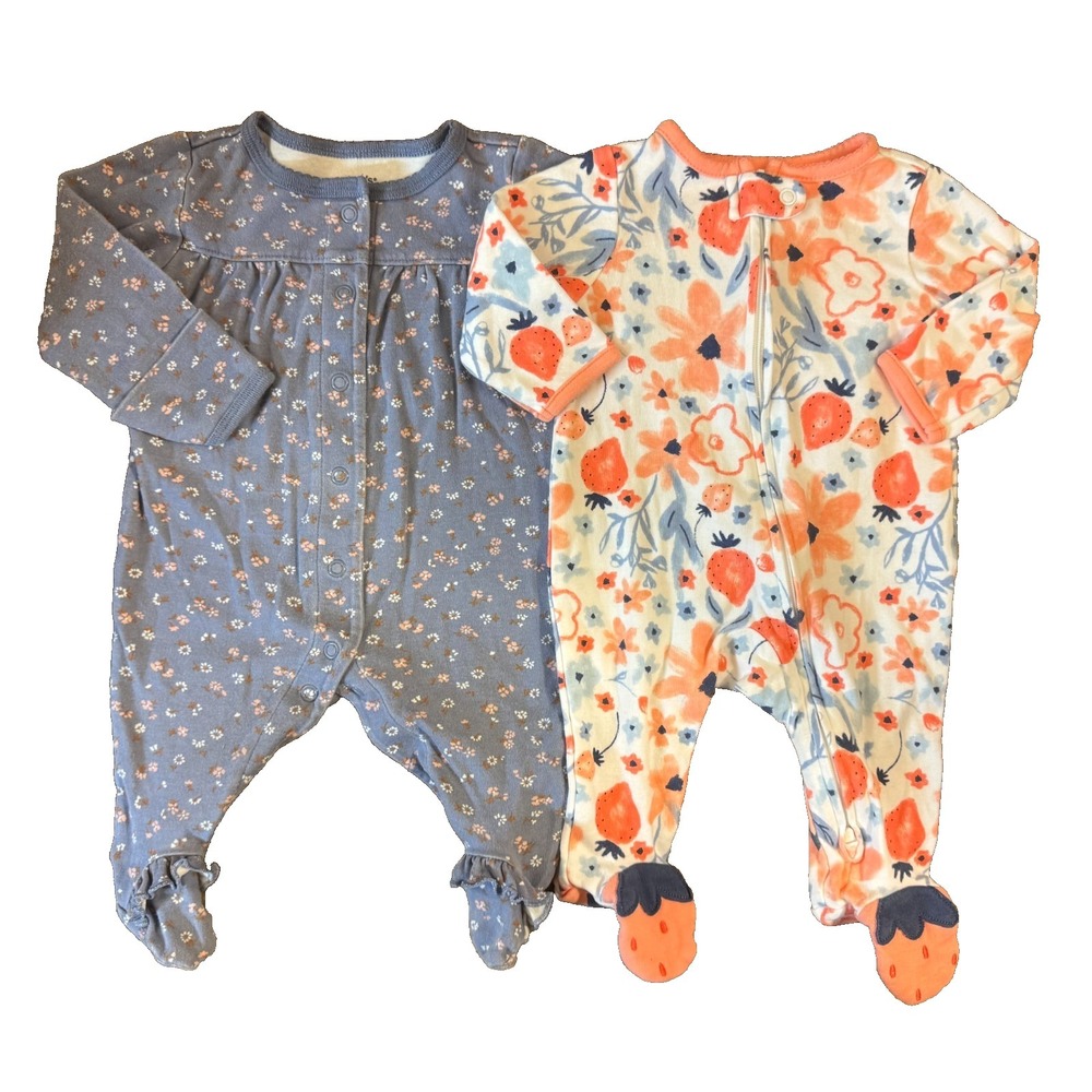 Carter's‎ Baby Girl Sleepers Outfits 0/3 Months Lot Rompers Clothes Strawberry